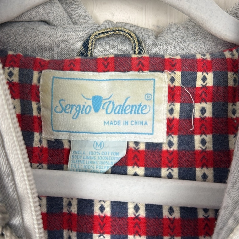 Vintage Retro Sergio Valente Denim Coat‎ Double Layer 100% Cotton Jean Puffer - Picture 7 of 12